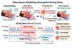 diagram showing sleep apnea causing morning headaches