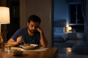 A small late-night snack may be easier to tolerate than a large meal before bed
