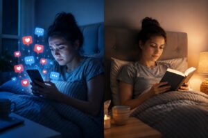 Comparing smartphone use and reading before bed.