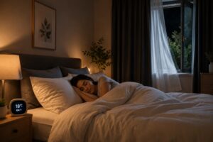 The ideal bedroom temperature helps improve sleep quality naturally.