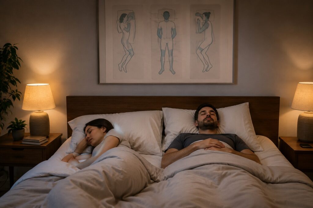 Different sleeping positions can affect comfort, breathing, and sleep quality.