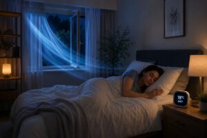 A cool and comfortable bedroom designed for healthy sleep.
