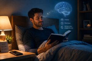 A relaxing nighttime routine helps the brain prepare for deeper, more restorative sleep.